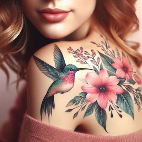 Feminine Tattoos Unveiled: Beyond Butterflies, Roses and Heart Inks | Pocoko Tattoo Ideas Placement, Dainty Hummingbird Tattoo, Hummingbird Tattoo Ideas, Tattoo For My Son, Purple Tattoos, Arm Sleeve Tattoos For Women, Rose Tattoos For Women, Butterfly Tattoos For Women, Mommy Tattoos