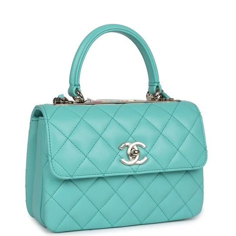 Decorating Frosting, Chanel Box, Chanel Mini, Turquoise Leather, Tiffany Blue, Flap Bag, Lambskin Leather, Half Moon, Crossbody Strap