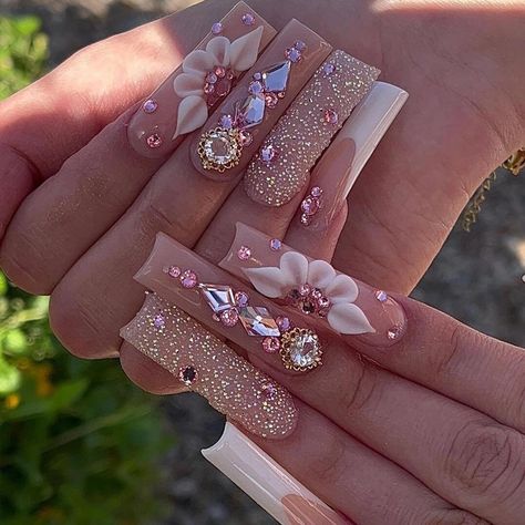 Rose gold sparkle nails