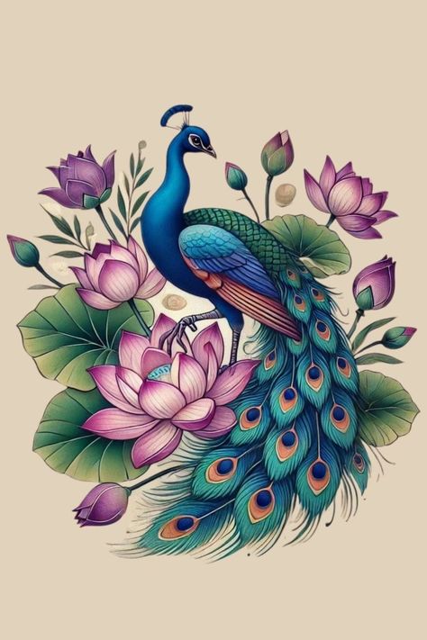 Peacock Painting On Fabric, Peacock Drawing Images, Peacock Wall Painting, Peacock Drawings, Peacocks Art, Painting Of Peacock, Peacock Tattoos, Peacock Drawing, Peacock Tattoo