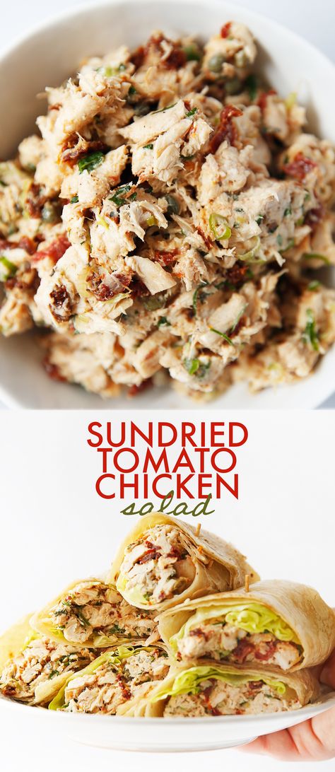 Tomato Chicken Salad, Sundried Tomato Chicken, Lunch Chicken, Lexi's Clean Kitchen, Tomato Chicken, Sundried Tomato, Mediterranean Cuisine, Chicken Salad Recipes, Greens Recipe