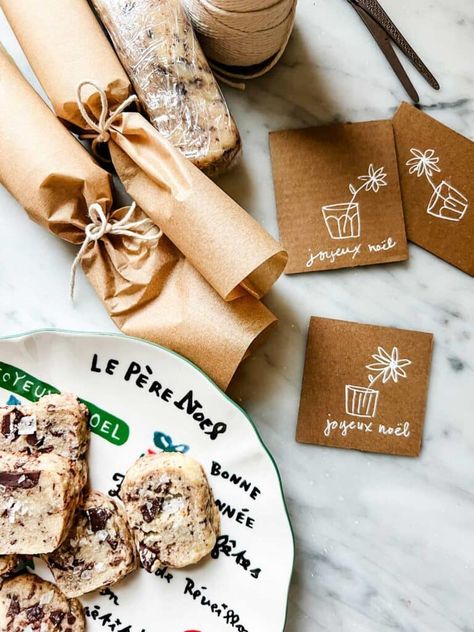 Give Salted Butter Chocolate Chunk Shortbread cookies on a festive plate or wrapped up in parchment paper How To Wrap Cookies In Parchment Paper, Chocolate Chunk Shortbread, Caramelized Shallots, Pinwheel Cookies, The Perfect Cookie, Nyt Cooking, How To Wrap, Chocolate Chunk, Chocolate Chunk Cookies