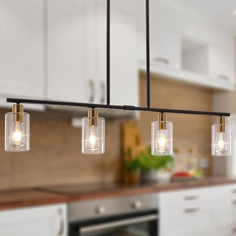 Rectangle Light Fixture, Farmhouse Hanging Light, Linear Chandeliers, Light Fixtures For Dining Room, Dining Room Farmhouse, Kitchen Table Lighting, Dining Room Light Fixture, Renovation Inspiration, Pendant Lighting Dining Room