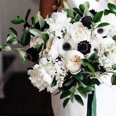 WEDDINGS | BEST BRIDE on Instagram: "This beautiful bouquet is filled with white anemones, peonies, baby’s breath, and greenery. White anemones are the perfect flower to add to your bouquet for a black and white wedding. 🖤 @bestbride_ @albadahliafloral @grantdaniels" September Wedding Colors, Timeless Wedding Decor, Modern Bridal Bouquets, White Anemones, Anemone Bouquet, Elegant Wedding Themes, Modern Wedding Venue, Best Bride, Wedding Bouquets Bride