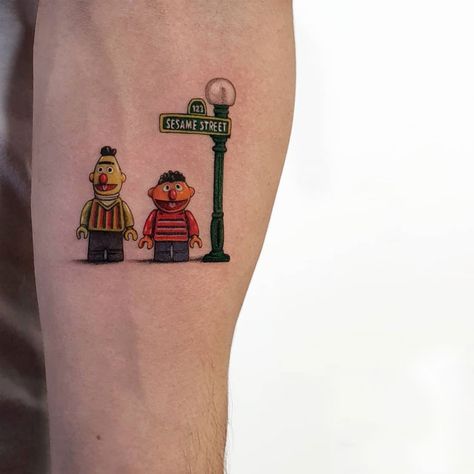 Bert And Ernie Dotwork Drawing, Ernie Und Bert, Americana Tattoo, Pikachu Tattoo, Matching Best Friend Tattoos, Street Tattoo, Bert & Ernie, Latest Tattoos, The Sweetest Thing