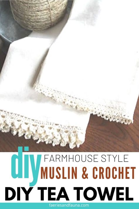 Easy to sew custom tea towel in a farmhouse style.Give a handmade gift to the foodies in your life. They'll love these DIY hostess gift towels. Diy Tea Towels, Galvanized Containers, Dish Towel Embroidery, Tea Towels Crafts, Kitchen Towels Diy, Diy Hostess Gifts, Crochet Farm, Tea Towels Diy, Diy Tea