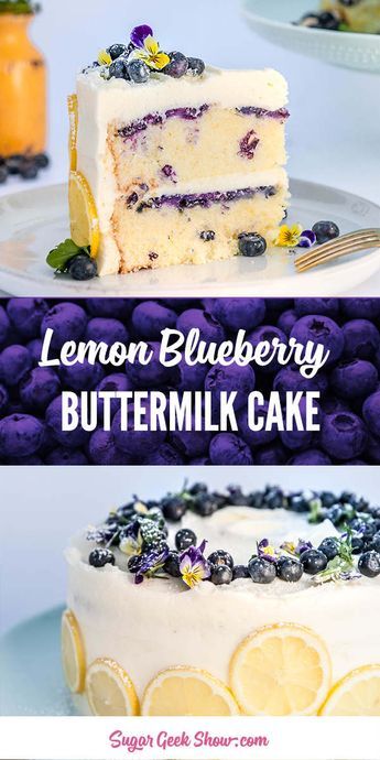 Blueberry Buttermilk Cake, Birthday Cake Designs, Buttermilk Cake, Dessert Parfait, Blueberry Cake Recipes, Lemon Cream Cheese Frosting, Lemon Cream Cheese, Cake Lemon, Blueberry Lemon Cake