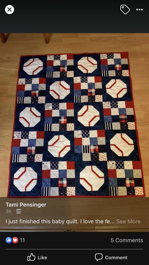 Sports Quilt Patterns Free, Basketball Quilt Pattern, Baseball Quilts Ideas Boys, Baseball Quilts Ideas, Baseball Quilt Pattern Ideas, Sport Quilts Ideas, Baseball Quilt Pattern, Softball Quilt, Baseball Quilts