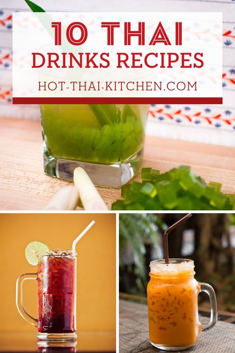 Traditional Thai Food Recipes, Thailand Cuisine Recipes, Thai Drink Recipes, Traditional Thai Recipes, Thai Desserts Traditional, Unique Desserts Creative Food, Thai Drinks Non Alcoholic, Thai Beverages, Asian Beverages