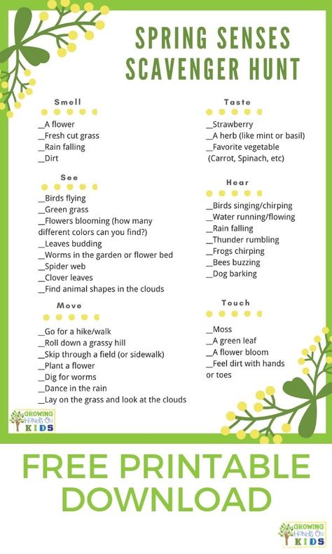 Springtime Scavenger Hunt For Kids, Spring Nature Scavenger Hunt, Spring Scavenger Hunt Preschool, Sensory Scavenger Hunt, Spring Scavenger Hunt Printable, Spring Scavenger Hunt, Nature Walk Scavenger Hunt, St Patrick's Day Activities, Nature Hunt