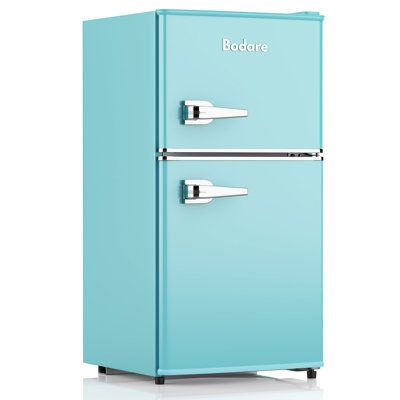 Bodare Bodare 3.2 Cubic Feet Freestanding Mini Fridge with Freezer | Wayfair Blue Mini Fridge, Vintage Mini Fridge, Mini Fridge In Bedroom, Retro Mini Fridge, Pink Fridge, Free Mail, Mini Fridge With Freezer, Bedroom Turquoise, Basement Kitchen