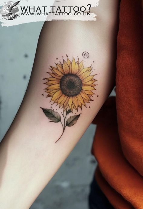 Minimal Sunflower Tattoo on Woman’s Arm Inner Arm Sunflower Tattoo, Minimal Sunflower Tattoo, Tattoo Ideas Fineline, Fineline Sunflower Tattoo, Half Sunflower Tattoo, Tattoo Ideas Minimal, Sunflower Tattoos, Sunflower Tattoo, Black And Grey Tattoos