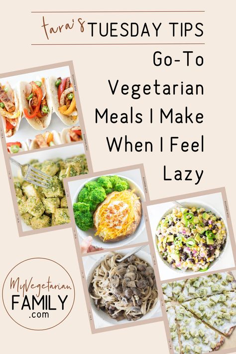 Lazy Vegetarian Meals, Lazy Vegetarian, Meal Plan Vegetarian, Vegan Baked Potato, Potato Corn Chowder, Teriyaki Tofu, Tuesday Tips, Creamy Mushroom Pasta, Vegetarian Meal Plan