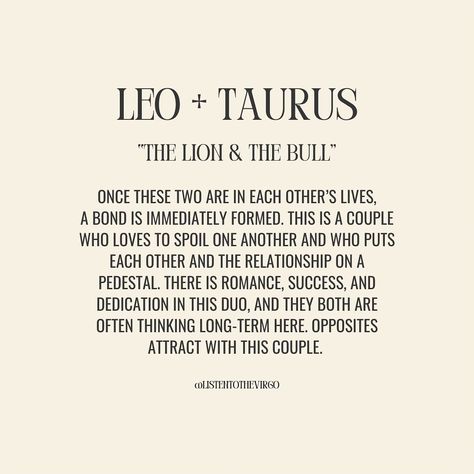 Leo Love Compatibility + What Works ❤️‍🔥 #Listentothevirgo Taurus And Leo Relationship, Leo Soulmate, Taurus Virgo Compatibility, Taurus Relationships, Leo Relationship, Taurus Compatibility, Virgo Compatibility, Leo Compatibility, Leo And Taurus