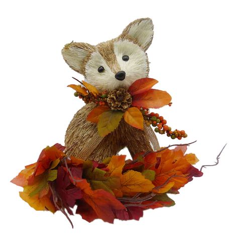 Fox with Leaf Tail by Ashland® | Michaels Fox Autumn, Fall Tabletop Decor, Fall Deco Mesh Wreath, Fall Deco Mesh, Fox Decor, Natural Sisal, Thanksgiving Wreaths, Sunflower Wreaths, Floral Supplies