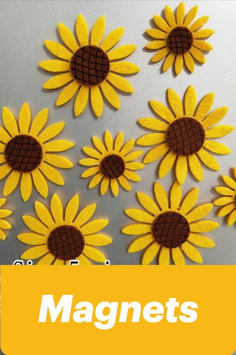 Sunflower Magnets, Sunflower Festival, Aesthetic Drawings, Beautiful Sunflowers, Flower Magnets, Cute Flower, Craft Fair, Fridge Magnet, Refrigerator Magnets