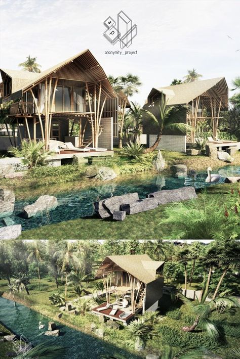 Resort Villa Design, Resort Design Concept, Resort Concept, Resort Garden, Villa Concept, Resort Design Plan, Filipino Architecture, River Resort, Resort Plan