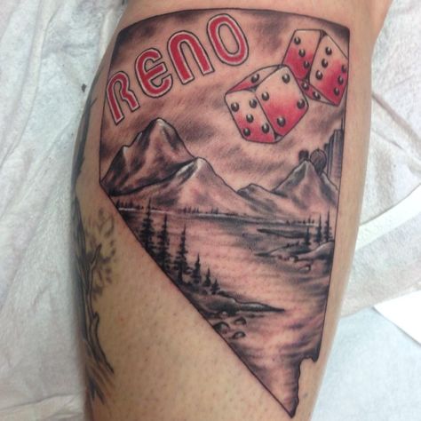 Nevada/Tahoe/Reno Tattoo By Russell Fortier at Lucky 7 Tattoo Tahoe Reno Nevada Tattoo Ideas, Nevada Tattoo Ideas, Nevada Tattoo, Boyfriend Tattoos, Black Hole Tattoo, Evolution Tattoo, 7 Tattoo, Wolf Tattoo Sleeve, Lucky 7