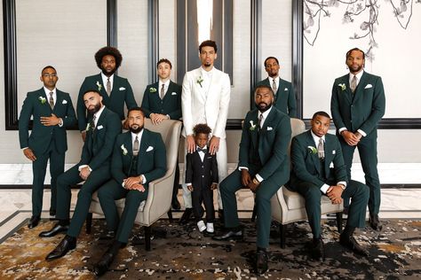 White And Green Tuxedo, Hunter Green Groomsmen Attire, Groomsmen Green Suit, Hunter Green Suits For Men, Dark Green Tuxedo Wedding, Green Suit Groomsmen, Groomsmen In Green, Dark Green Groomsmen Attire, Groomsmen Attire Green