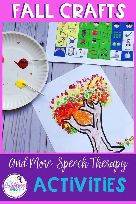 Crafts For Speech Therapy, Fall Theme Speech Therapy, Fall Speech Therapy Crafts, Fall Speech Activities, October Speech Therapy Activities, Fall Speech Therapy Activities, Fall Craft Activities, La Activities, Themed Speech Therapy