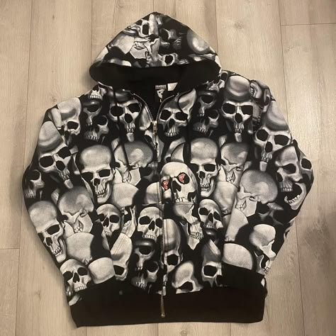 famous stars and straps zip up send offers🙈 one of... - Depop Zip Hoodie Men, Rhinestone Skeleton Zip Up Hoodie, Skeleton Zip Up Hoodie Y2k, Emo Zip Up Hoodie, Graphic Zip Up Hoodies Y2k, Head Skeleton, Goth Zip Up Hoodie, Famous Stars And Straps, Sweatshirt Oversized