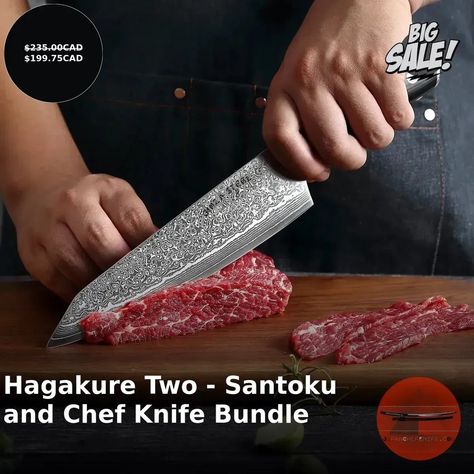 🔪 Upgrade your kitchen tools with the Hagakure Two Knife Bundle! 🌟 Crafted with precision and durability in mind, this bundle includes both an 8-inch Chef knife and an 8-inch Santoku knife. 🍽️ 💥 Say goodbye to dull blades and hello to effortlessly slicing and dicing! 💥 ✅ Made with VG10 blades and G10 handles, these knives are designed to handle any culinary challenge you throw at them. 🥕🥩🍅 ⏰ Don't miss out on our 15% discount before June 30, 2024! ⏰ 🎉 Get this incredible bundle for only $... Cleaver Knife, Sharpening Tools, Boning Knife, Chef Knife Set, Kitchen Cutlery, Damascus Steel Knife, Japanese Knife, Santoku Knife, Damascus Knife