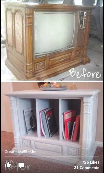 Refurbished/Repurposed Old Console TV Tv Stand Upcycle, Old Tv Cabinet, Living Room Hutch, Muebles Shabby Chic, Unusual Furniture, Diy Furniture Hacks, Diy Furniture Easy, Furniture Hacks, Creative Furniture