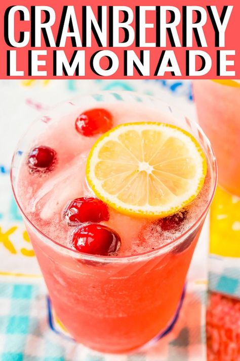 Club Soda Drinks, Sparkling Water Drinks, Drinks With Cranberry Juice, Cranberry Lemonade, Beverages Recipes, Nonalcoholic Drinks, Cranberry Drinks, Lemonade Punch, Lemonade Drink