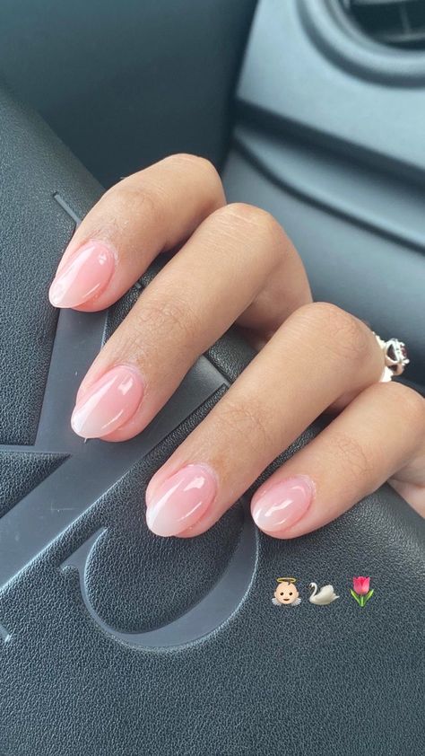 Acrylic nails, nail inspo, pink nails Cute Natural Pink Nails, Simple Nails Pink And White, Neutral Back To School Nails, Basic Nails No Design, Cute Simple Nails Almond Shape, Spring Coloured Nails, Nails For 11 Yrs Old Pink, Ombre Pink Almond Nails, Pink Nails Design Simple