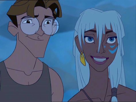 For some reason, I avoided watching Atlantis for the longest time, but when I finally watched it, I fell in love with it. It's one of my favorites, even though I haven't seen it in a while. Disney Screenshots, Milo And Kida, Kida Disney, Kida Atlantis, Princess Kida, Yoruichi Shihouin, Atlantis The Lost Empire, Random Images, Disney Couples