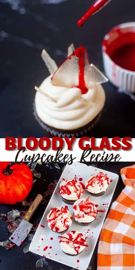 Broken Glass Cupcakes Recipe - Dine Dream Discover Broken Glass Cupcakes, Glass Cupcakes, Chocolate Covered Pretzels Halloween, Jungle Juice Recipe, Red Food Dye, Boozy Treats, Jello Flavors, Sugar Glass, Glass Shards