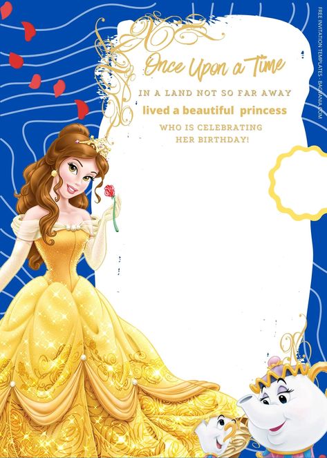 Download FREE Beauty & The Beast Birthday Invitation Templates #free #freeinvitation2019 #birthday #disney #invitations #invitationtemplates Belle Birthday Party, Disney Frames, Belle Birthday, Ladybug Birthday Party, Belle Beauty And The Beast, Ladybug Birthday, Disney Invitations, Birthday Disney, Enchanted Rose