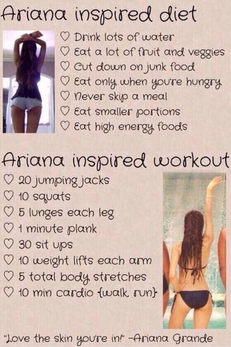 Need to do it. Don't give a crap if it's Ariana inspired or not but I want to be healthy :) Ariana Grande Diet, Ariana Grande Legs, Diet Drinks, Legs Workout, Quick Workout, Diet Tips, Get In Shape, Fitness Diet, Workout Videos