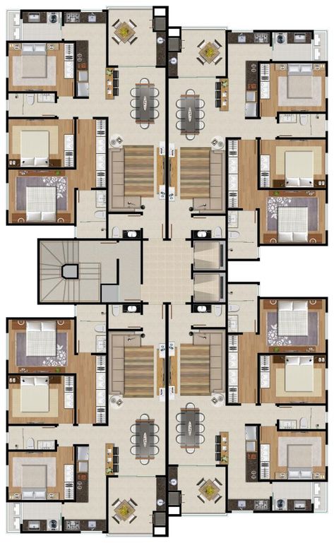 Residential Building Plan, Residential Architecture Apartment, Building Design Plan, 3d Floor Plans, Plans Architecture, Duplex House Plans, Apartment Floor Plans, Architectural Floor Plans, House Construction Plan