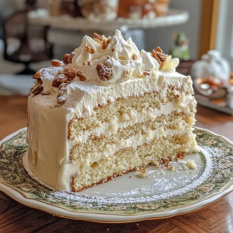 Snowy Bavarian Bliss Cake – PHUIIS BLOG Sugar Cookie Cheesecake, Recipes Deserts, Pecan Cookie, Baked Items, Christmas Potluck, Decorating Cupcakes, Bavarian Cream, Winter Cake, Cake Stuff