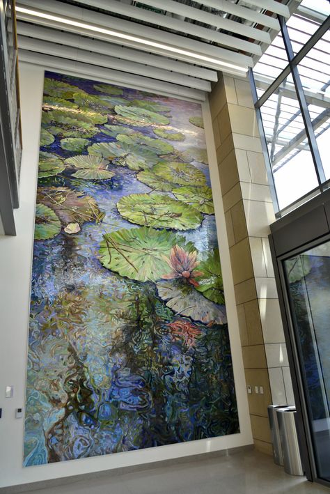 Water Mosaic, Lamar University, Mosaic Mural, Floral Art Paintings, Water Lilies Painting, Interior Murals, Lotus Painting, Jungle Art, Mosaic Tile Art