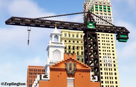 Minecraft Crane Design, Minecraft Crane, Minecraft Mine Crane, Minecraft Cargo Ship, Crane Batman Begins, Crane Construction, Bangunan Minecraft, Minecraft City, Minecraft