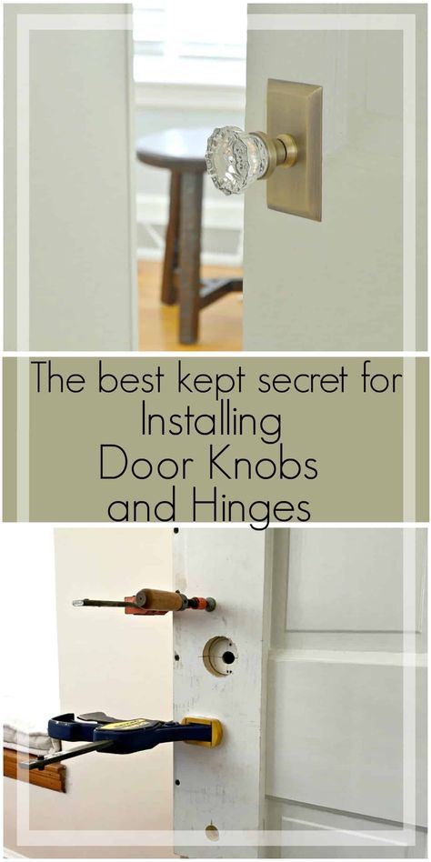 How to update interior doors by replacing old door knobs and installing new door hinges. Tips on drilling new holes for the door knobs and using spacers with your door hinges. Door Knobs Ideas, Update Interior Doors, Paint Door Knobs, Diy Interior Doors, Old Door Knobs, Interior Door Knobs, Sliding Closet, Door Sliding, Glass Door Knobs