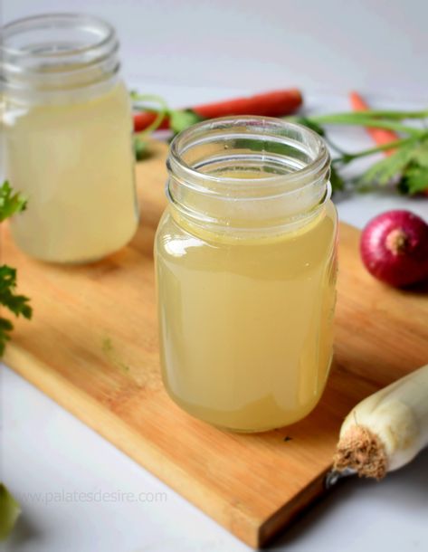 Homemade Chicken Stock Recipe with Step by Step photos and short video.  Chicken Stock is a easy recipe made by simmering chicken bones . This stock can be used as base for soups and sauces , also it adds … Chicken Stock Recipe, Homemade Chicken Stock, Garlic Noodles, Chicken Bones, Frozen Chicken, Chicken Soup Recipes, White Stock, Curries, Rice Dishes