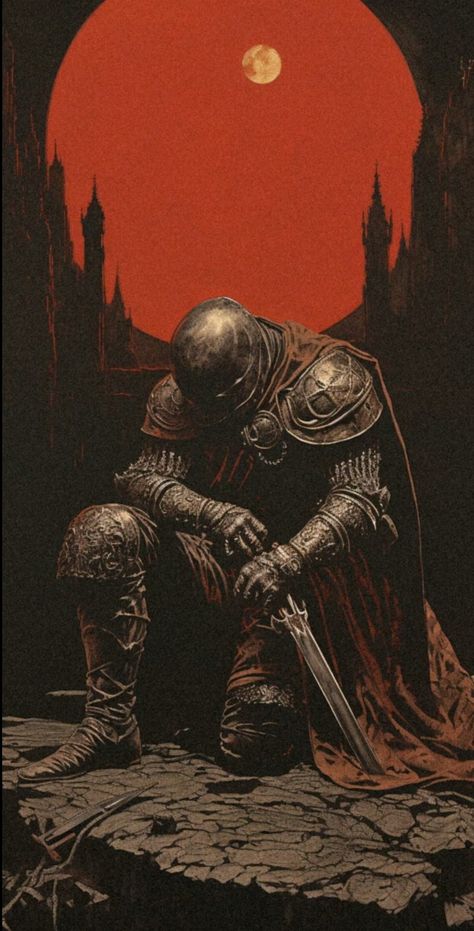 Dark Fantasy Wallpaper, Dark Academia Iphone Wallpaper, Dark Souls Artwork, Fantasy Wallpaper, Medieval Paintings, Dark Fantasy Artwork, Dark Souls Art, Dope Cartoon Art, Knight Art