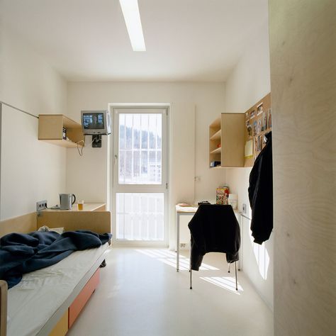 Prison, Architecture and Social Growth: Prison as an Active Component of the Contemporary City | The Plan Journal Prison Design, Styria Austria, Jail Cell, Prison Cell, Rehab Center, Garage Apartment, Indoor Soccer, Well Wishes, Tiny Spaces