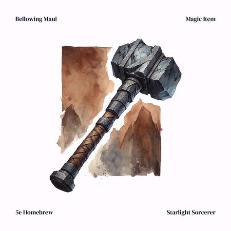 A weapon capable of sweeping down many foes . . . #maul #magicweapon #freemagicitem #dnd5e #homebrew5e #weapondnd #homebrewweapon Maul Dnd, Home Brewing, Dungeons And Dragons, Concept Art, Stone