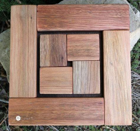 Scrap Wood Trivet, MyLove2Create Diy Wood Trivets, Trivets Diy, Homemade Coasters, Wood Trivets, Barn Wood Crafts, Woodworking Basics, Wood Scraps, Scrap Wood Projects, Wood Working Gifts