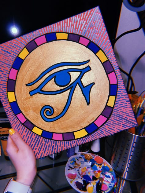 eye of horus acrylic canvas pineal gland art #art #painting #thirdeye #pinealgland #eyeofhorus #pinealglandart #eyeofhorusart #thirdeyeart #pinealglandthirdeye #acryliccanvas #acrylicpainting #eyeofhorusacrylic Egyptian Eye Drawing, Easy Egyptian Painting, Third Eye Painting, Eye Of Horus Painting, Ancient Egyptian Painting, Egypt Acrylic Painting, Egyptian Acrylic Paintings, Egyptian Wall Paintings, Christian Art Painting