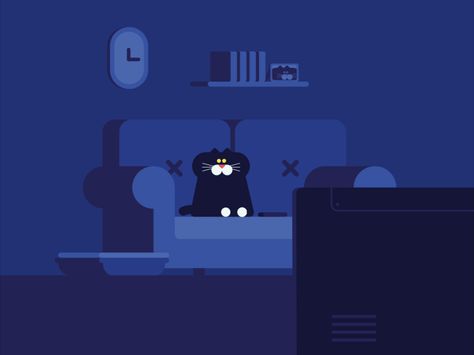 Cat Motion Graphic, Cat Animation, Room Illustration, Amazing Gifs, Motion Graphics Inspiration, Learning Graphic Design, Motion Graphics Design, Motion Design Animation, Character Design Animation