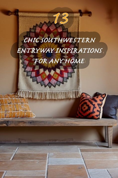 I'm always inspired by the warmth and vibrancy of Southwestern decor. This entryway showcases a beautiful tapestry that adds character to any home. The mix of textured pillows on the rustic bench invites comfort and style. I'd love to incorporate these elements into my own space for that perfect blend of chic and cozy! Southwestern Entryway, Modern Victorian Bedroom Ideas, Entryway Design Ideas, My Own Space, Textured Pillows, Beautiful Tapestry, Eclectic Dining Room, Entryway Design, Minimalist Living Room Design