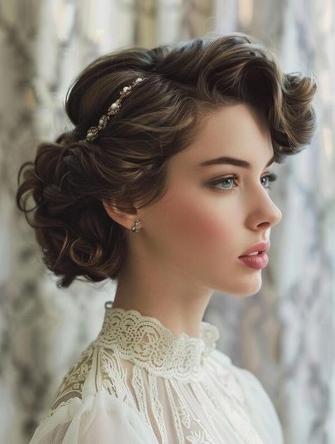 50s Wedding Hair, Bachelorette Looks, Half Up Half Down Styles, Gorgeous Wedding Hairstyles, Arsenic And Old Lace, Balayage Long Hair, Hairstyles For Brides, Short Hair Bride, Down Styles