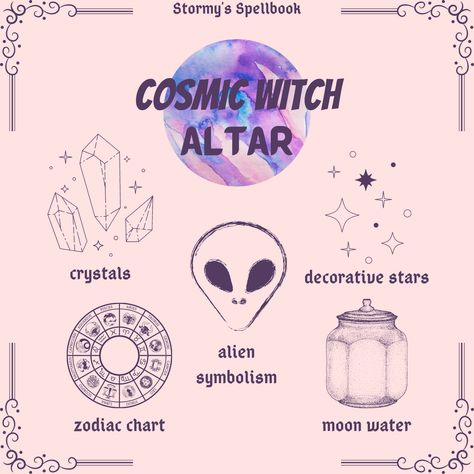 Cosmic Witch Altar, Stormy's Spellbook, Cosmic Witchcraft, Witchy Rituals, Dream Tarot, Wicca Holidays, Herb Bundles, Beginner Witches, Spells Book