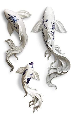 White Koi Fish, Fish Sculptures, Koi Painting, Koi Fish Drawing, Drywall Art, Wall Decor Blue, Koi Art, Koi Fish Tattoo, Fish Wall Decor