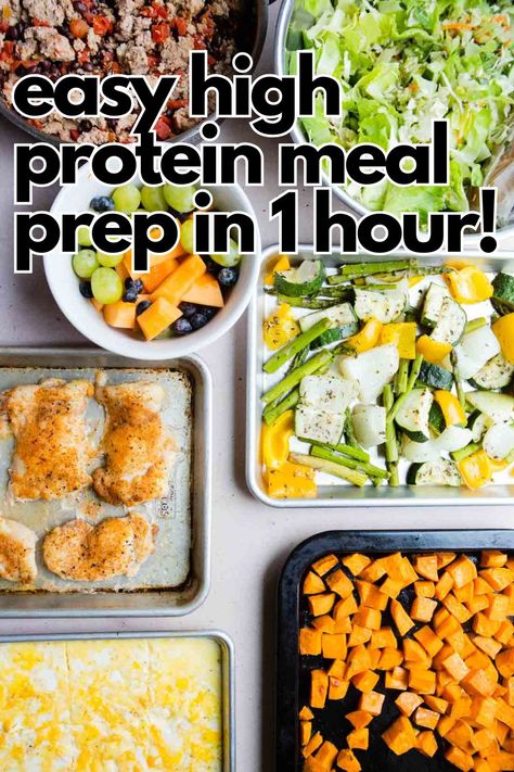 Ready to simplify your meal prep? Learn how to prepare high-protein meals in just 1 hour! This easy guide breaks down the steps to cook a variety of proteins, veggies, and versatile ingredients so you can mix and match delicious meals throughout the week. Perfect for anyone looking to save time, eat healthy, and stay full all day. With tips on efficient cooking, batch prepping, and storing, this plan makes meal prep a breeze without spending hours in the kitchen! High Fiber High Protein Meals, Semaglutide Meals, Protein Meal Prep Ideas, High Protein Meal Prep Ideas, Easy High Protein Meal Prep, Single Serve Meals, Protein Goals, Protein Meal Prep, High Protein Dishes